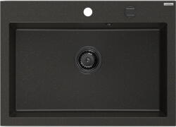 Mexen Elix gránit mosogató, 1-medencés, 700 x 500 mm, fekete/arany metál, fekete szifon - 6526701005-75-B (6526701005-75-B)