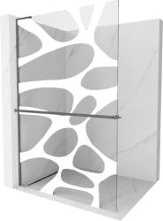 Mexen Kioto+ L zuhanyfal polccal Walk-in 110 x 200 cm, fehér hullám, gun metal - 800-110-123-95-97 (800-110-123-95-97)