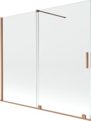 Mexen Velar kétszárnyú, toló, fürdőkád paraván 180 x 150 cm, átlátszó, kefélt réz - 896-180-000-01-65 (896-180-000-01-65)