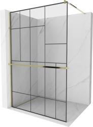 Mexen Kioto+ 70 x 200 cm-es, zuhanypanel polccal, walk-in, fekete mintás, arany színű - 800-070-121-50-78 (800-070-121-50-78)