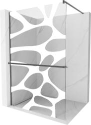 Mexen Kioto+ zuhanyfal polccal Walk-in 110 x 200 cm, fehér hullám, gun grey kefe - 800-110-121-66-97 (800-110-121-66-97)
