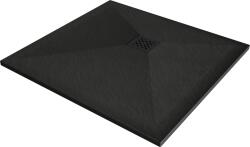 Mexen Stone+ 70 x 70 cm-es négyzet alakú kompozit zuhanytálca, fekete, fekete burkolat - 44707070-B (44707070-B)