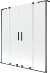Mexen Velar L Duo kétszárnyú, toló fürdőkádparaván 150 x 150 cm, átlátszó, szálcsiszolt pisztolyszürke (896-150-003-02-66)