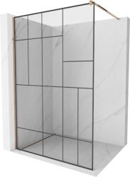 Mexen Kioto Walk-in zuhanyfal 120 x 200 cm, fekete minta 8 mm, rózsaarany - 800-120-101-60-78 (800-120-101-60-78)