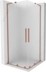 Mexen Velar L Duo tolóajtós zuhanykabin, 80 x 80 cm, zúzott üveggel, ecsetelt réz - 871-080-080-02-33-65 (871-080-080-02-33-65)
