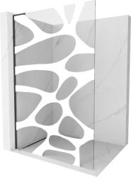 Mexen Kioto L Walk-in zuhanyfal 100 x 200 cm, fehér hullám, fekete - 800-100-103-70-97 (800-100-103-70-97)