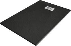 Mexen Hugo téglalap alakú SMC zuhanytálca 110 x 70 cm, fekete, inox fedéllappal - 42707011-X (42707011-X)