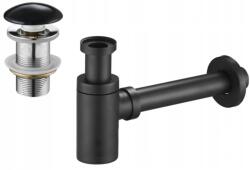  Mexen kör alakú mosdószifon kerámia click-clack dugóval, túlfolyó nélküli, fekete - 7991050-75 (7991050-75)