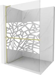 Mexen Kioto+ L zuhanyfal polccal Walk-in 80 x 200 cm, fehér minta, arany kefe - 800-080-123-55-85 (800-080-123-55-85)
