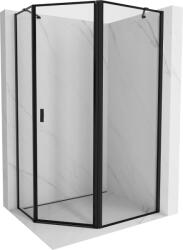 Mexen Mist ötszögletű aszimmetrikus jobb oldali nyíló zuhanykabin 100 x 80 cm, fekete keret, fekete - 8A8-100-080-70-70-P (8A8-100-080-70-70-P)