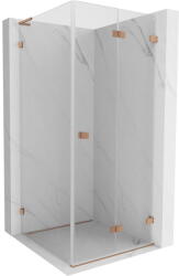 Mexen Lunar-F L összecsukható zuhanykabin jobb 70 x 70 cm, átlátszó, csiszolt réz - 836L-070-070-65-00-P (836L-070-070-65-00-P)