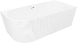 Mexen Silo szabadon álló sarokkád jobboldali bordázott 170 x 80 cm, fehér, arany kefélt túlfolyós - 52891708000P-55 (52891708000P-55)