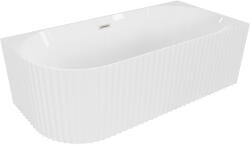 Mexen Gia szabadon álló sarokkád bordázott jobb oldali 170 x 80 cm, fehér fényes, matt nikkel túlfolyó - 52701708000P-97 (52701708000P-97)