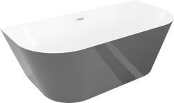 Mexen Oval Slim szabadon álló fali kád 170 x 80 cm, fehér/szürke, szálcsiszolt nikkel túlfolyó - 52661708062-97 (52661708062-97)