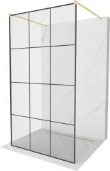 Mexen Kioto szabadon álló zuhanyfal 120 x 200 cm, fekete rács 8 mm, arany kefe - 800-120-002-55-77 (800-120-002-55-77)