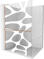 Mexen Kioto+ L Zuhanyfal polccal Walk-in 90 x 200 cm, fehér hullám, kefélt réz - 800-090-123-65-97 (800-090-123-65-97)