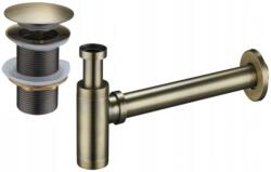  Mexen félszifon kerek mosdóhoz, automata dugóval, túlfolyó nélkül, antik réz - 7991050-40 (7991050-40)