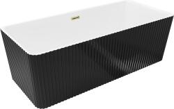 Mexen Nila szabadon álló bordázott kád 170 x 75 cm, fehér/fekete, arany túlfolyóval - 52841708075-50 (52841708075-50)