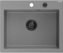 Mexen Elix 1-kamrás gránit mosogató 600 x 500 mm, szürke, fekete szifon - 6525601005-71-B (6525601005-71-B)
