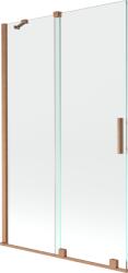 Mexen Velar 2 szárnyú, toló kádparaván, 110 x 150 cm, áttetsző, kefélt réz - 896-110-000-01-65 (896-110-000-01-65)