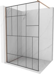 Mexen Kioto zuhanyfal Walk-in 90 x 200 cm, fekete minta 8 mm, kefélt réz - 800-090-101-65-78 (800-090-101-65-78)