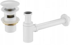  Mexen kerekített mosdószifon klikk-klakk dugóval, túlfolyóval, fehér - 7992050-20 (7992050-20)