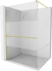 Mexen Kioto+ zuhanyfal polccal Walk-in 130 x 200 cm, átlátszó/frost, arany kefélt - 800-130-121-55-35 (800-130-121-55-35)
