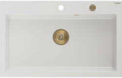 Mexen Elix egymedencés gránit mosogató 800 x 500 mm, fehér, arany szifon - 6527801005-20-G (6527801005-20-G)