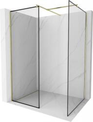 Mexen Kioto zuhanyfal Walk-in 150 x 70 cm, fekete keret, arany kefélt - 800-150-202-55-70-070 (800-150-202-55-70-070)