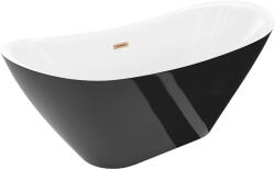 Mexen Lotos szabadon álló kád 150 x 75 cm, fehér/fekete, rézszálcsiszolt túlfolyó - 52051507775-65 (52051507775-65)