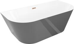 Mexen Oval Slim szabadon álló fal melletti kád 170 x 80 cm, fehér/szürke, rózsaszín arany túlfolyóval - 52661708062-60 (52661708062-60)