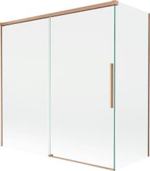 Mexen Rox kétszárnyú tolható fürdőszobai paraván 160 + 70 x 150 cm, átlátszó, kefélt réz - 8C9-160-070-65-00 (8C9-160-070-65-00)