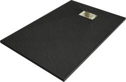 Mexen Hugo téglalap alakú SMC zuhanytálca 110 x 80 cm, fekete, arany burkolat - 42708011-G (42708011-G)