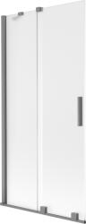Mexen Velar tolóajtós fürdőkádparaván, 2 szárnyú, 90 x 150 cm, fagyos, gun metal - 896-090-000-31-95 (896-090-000-31-95)