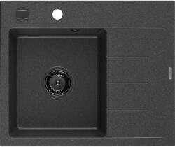 Mexen Ben gránit mosogató egykamrás, csepegtetővel, balos 600 x 500 mm, fekete pöttyös, fekete szifon - 6522605000-76-B (6522605000-76-B)