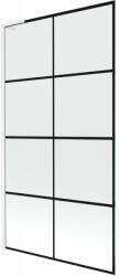 Mexen Next L fürdőkád paraván 1 szárnyas 100 x 150 cm, fekete rácsos, fehér - 895-100-000-03-77-20 (895-100-000-03-77-20)