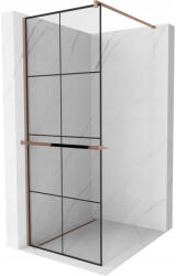 Mexen Kioto+ zuhanyfal polccal Walk-in 90 x 200 cm, fekete rács, rózsaarany - 800-090-121-60-77 (800-090-121-60-77)