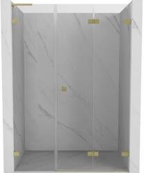 Mexen Lunar-F L összecsukható zuhanyajtó jobb 135 cm, átlátszó, arany kefélt - 836SL-135-050-55-00-P (836SL-135-050-55-00-P)