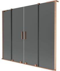Mexen Velar L Duo kétszárnyú fürdőkád paraván, tolóajtós, 200 x 150 cm, grafit, csiszolt réz - 896-200-003-42-65 (896-200-003-42-65)