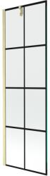Mexen Next 1-szárnyú fürdőpanel 60 x 150 cm, fekete rács, arany matt - 895-060-000-00-77-55 (895-060-000-00-77-55)