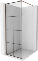 Mexen Kioto Walk-in zuhanyfal, 90 x 200 cm, fekete rácsos 8 mm, rózsaarany - 800-090-101-60-77 (800-090-101-60-77)
