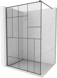 Mexen Kioto Walk-in zuhanyfal 90 x 200 cm, fekete minta 8 mm, gun gray kefe - 800-090-101-66-78 (800-090-101-66-78)