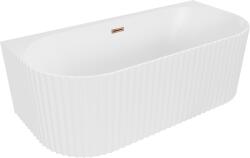 Mexen Sella szabadon álló bordázott kád 150 x 75 cm, fehér matt, rózsaarany túlfolyó - 52711507501-60 (52711507501-60)