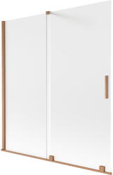 Mexen Velar 2-paneles, tolóajtós fürdőkád paraván 150 x 150 cm, dér, kefélt réz - 896-150-000-31-65 (896-150-000-31-65)