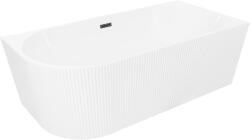 Mexen Silo szabadon álló sarokkád jobb bordázott 150 x 75 cm, fehér, fekete túlfolyó - 52891507500P-70 (52891507500P-70)