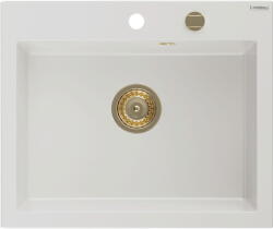 Mexen Elix gránit mosogató 1-medencés 600 x 500 mm, fehér, arany szifon - 6525601005-20-G (6525601005-20-G)