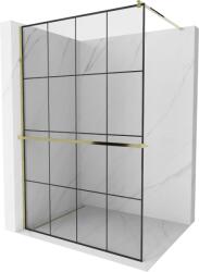 Mexen Kioto+ zuhanyfal polccal Walk-in 140 x 200 cm, fekete rács, arany - 800-140-121-50-77 (800-140-121-50-77)