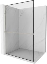 Mexen Kioto+ L zuhanyfal polccal Walk-in 80 x 200 cm, fekete keret, csiszolt nikkel - 800-080-123-97-70 (800-080-123-97-70)