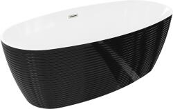 Mexen Lira szabadon álló kád 170 x 80 cm, fehér/ fekete, átfolyó kefélt nikkel - 52831708075-97 (52831708075-97)