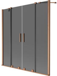 Mexen Velar Duo 2-szárnyas, csúsztatható kádparaván 140 x 150 cm, grafit, matt réz - 896-140-000-42-65 (896-140-000-42-65)